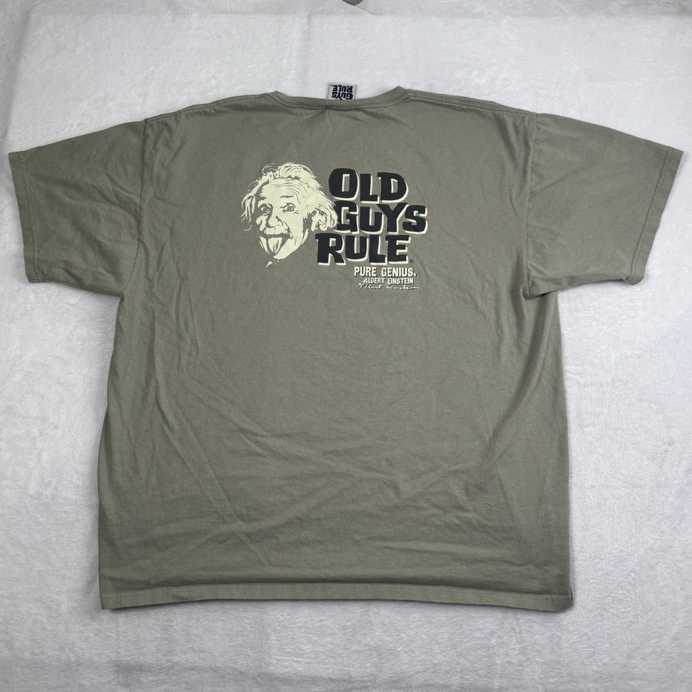 VTG Old Guys Rule Albert Einstein Pure Genius Green SS‎ Graphic Shirt Men's 2X